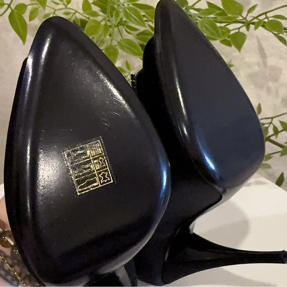 Authentic Saint Laurent Black Frankly 115 Satin Peep Pump Sandals Size 38.5 NIB - Picture 10 of 15